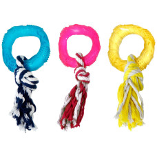 Flamingo Good4Fun Ring With Rope ФЛАМІНГО ГУД ФО ФАН КІЛЬЦЕ З МОТУЗКОЮ іграшка для собак, TPR-гума  Довжина  8 см  