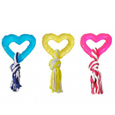 Flamingo Good4Fun Hart With Rope ФЛАМІНГО ГУД ФО ФАН СЕРЦЕ З МОТУЗКОЮ іграшка для собак, TPR-гума  Довжина  8 см  