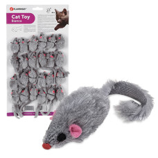 Flamingo Furry Mouse Grey ФЛАМІНГО МИША СІРА іграшка з брязкальцем і котячою м’ятою для котів  Довжина  5 см  