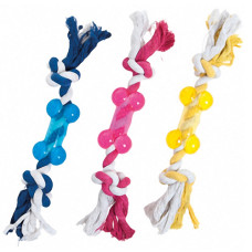 Flamingo Good4Fun Bone With Rope ФЛАМІНГО ГУД ФО ФАН КІСТКА НА МОТУЗЦІ іграшка для собак  Довжина  9 см  