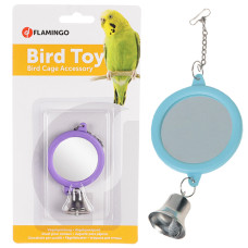Flamingo Mirror Round+Bell ФЛАМІНГО КРУГЛЕ ДЗЕРКАЛО З ДЗВІНОЧКОМ іграшка для папуг  Довжина  6 см  