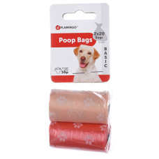 Flamingo Poop Bags Spring ФЛАМІНГО ПАКЕТИ для збору фекалій собак, 2 рул. по 20 пакетів  Колір  В асортименті  
