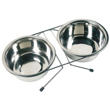 Flamingo Dinner Set ФЛАМІНГО ДІНЕР СЕТ 2 миски на підставці для собак, нержавіюча сталь  Довжина  d 9 - 13 см  