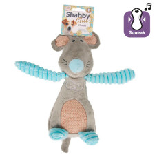 Flamingo Shabby Chic Mouse ФЛАМІНГО ШЕБІ ШИК МИША м’яка іграшка з пищалкою для собак  Довжина  25 см х 12 см  