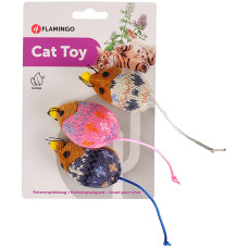 Flamingo Mohaire Mouse ФЛАМІНГО ВОВНЯНА МИША іграшка з котячою м’ятою для котів  Довжина  3,5 см х 4 см х 16 см  