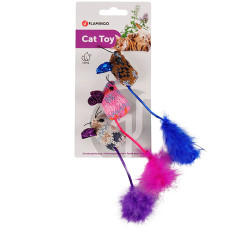 Flamingo Mohaire Mouse Glamour ФЛАМІНГО ВОВНЯНА МИША ГЛАМУР іграшка з котячою м’ятою для котів  Довжина  2,5 см х 4 см х 18,5 см  