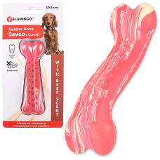 Flamingo Rubber Saveo Curved Bone Beef ФЛАМІНГО САВЕО ВИГНУТА КІСТКА жувальна іграшка для собак, смак яловичини  Довжина  10,5 см х 3,5 см  