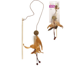 Flamingo Penken Dangler with Catnip Ball ФЛАМІНГО М’ЯЧ ІЗ ПІР’ЯМ вудка дражнилка з котячою м’ятою іграшка для котів  Довжина  27 см  